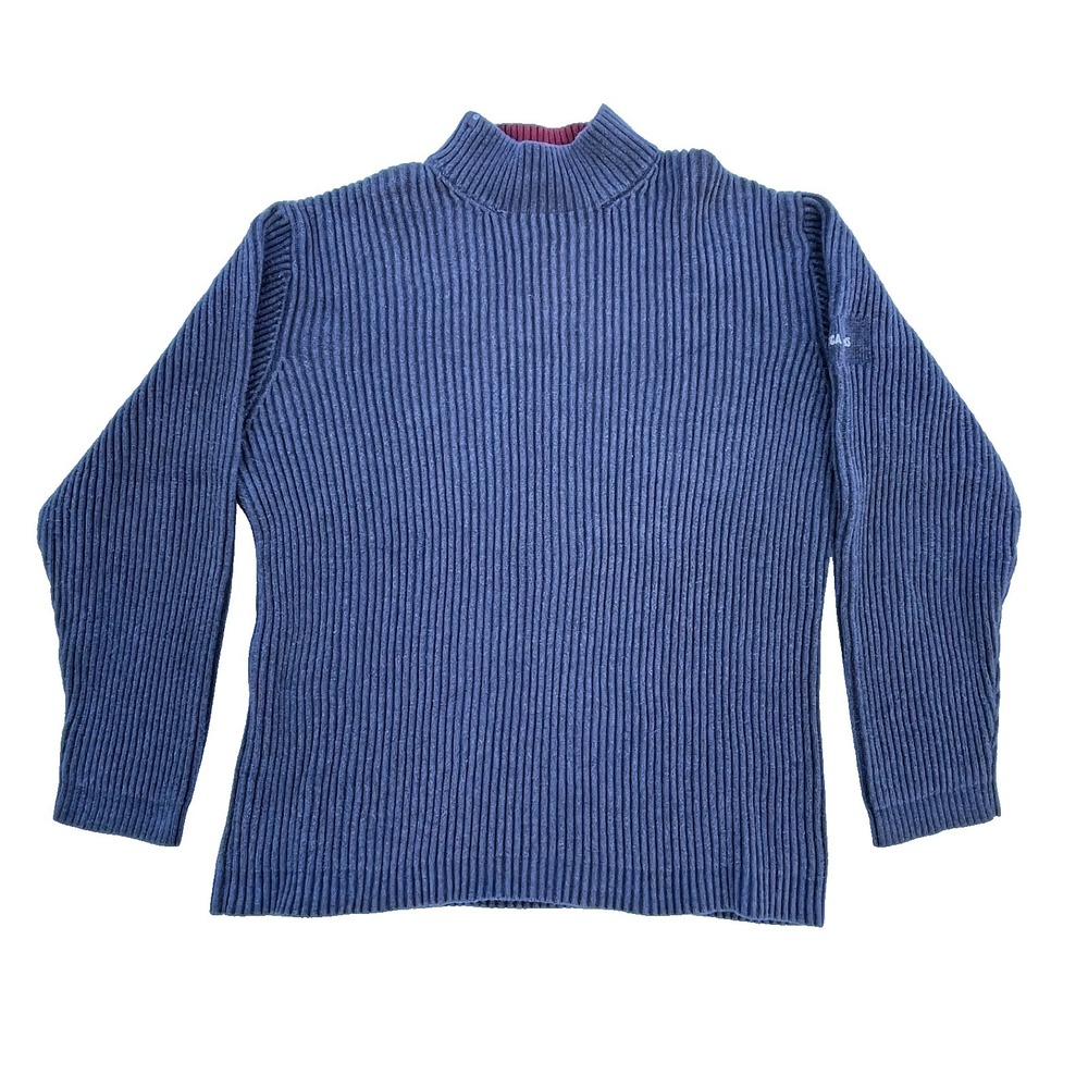 VTG Nautica Sweater mens XL Gray Heavy Rib Knit Mock Neck Fisherman Sweatshirt